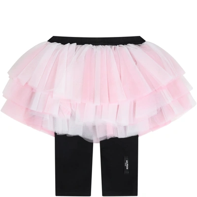 Shop Balmain Pink Skirt For Babygirl With Logo