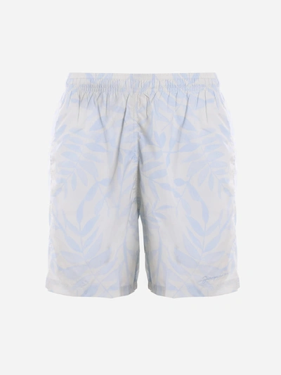 Shop Jacquemus Swimsuit With Blue Leaves Print In Print Blue Leaves