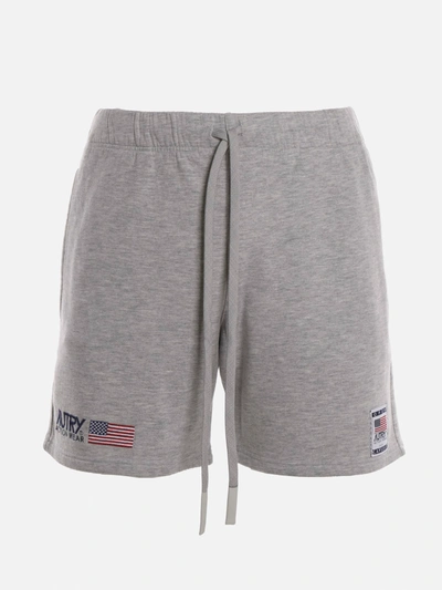 Shop Autry Sports Shorts With Logo Embroidery In Grey