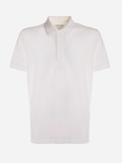 Shop Bottega Veneta Short-sleeved Cotton Polo Shirt In Chalk