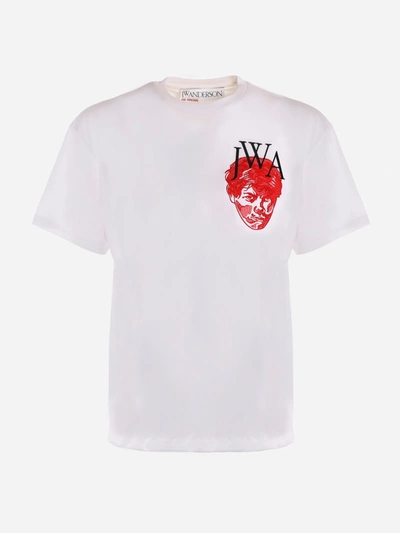 Shop Jw Anderson White Cotton T-shirt With Embroidery