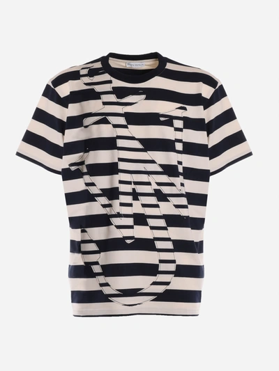 Shop Jw Anderson Oversize T-shirt With Anchor In Navy/off White