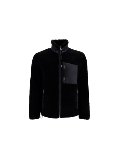 Shop Loewe Shearling Jacket In Black