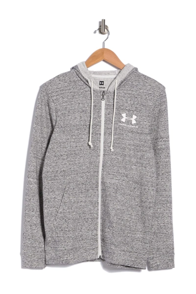 Shop Under Armour Sportstyle Terry Full Zip Sweater In 112 Onyx White