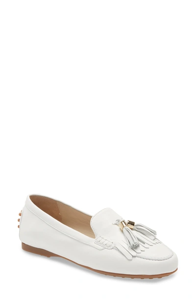 Shop Amalfi By Rangoni Damiano Leather Tassel Driving Loafer In White Parmasoft Leather