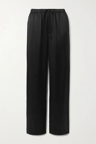 Shop Vince Silk-satin Wide-leg Pants In Black