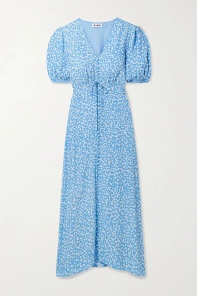 Shop Rixo London Staci Floral-print Crepe Midi Dress In Blue