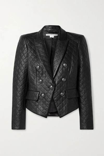 Shop Veronica Beard Cooke Dickey Quilted Leather Jacket In Black