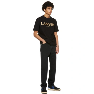 Shop Lanvin Black Embroidered Regular T-shirt In 10 Black