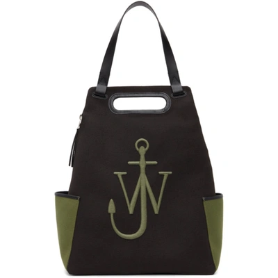 Shop Jw Anderson Black & Green Anchor Backpack In 993