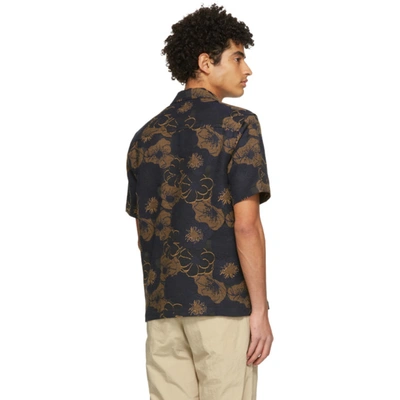 Shop Soulland Navy & Tan Floral Pappy Short Sleeve Shirt In Navy Flower