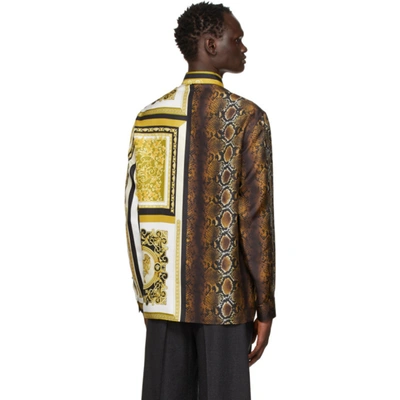 Shop Versace Brown Silk Mixed Print Shirt In 5n030 Gldbr