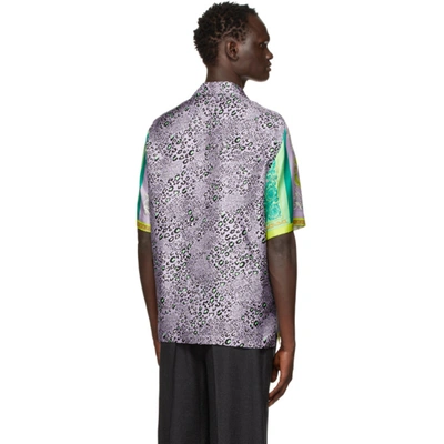 Shop Versace Green & Grey Silk Barocco Mosaic Shirt In 5x000 Multi