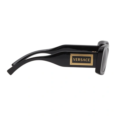 Shop Versace Black Square 90s Vintage Logo Sunglasses In Gb1/87black