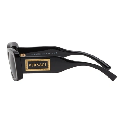 Shop Versace Black Square 90s Vintage Logo Sunglasses In Gb1/87black