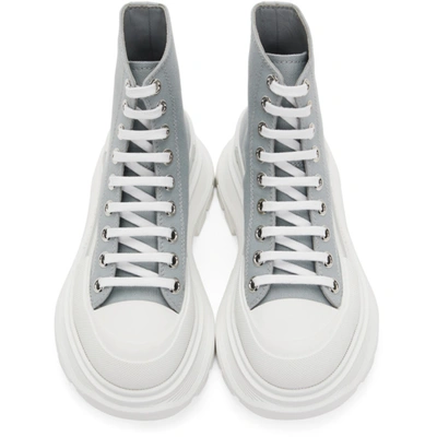 Shop Alexander Mcqueen Ssense Exclusive Grey Tread Slick Platform High Sneakers In 1836 Silv