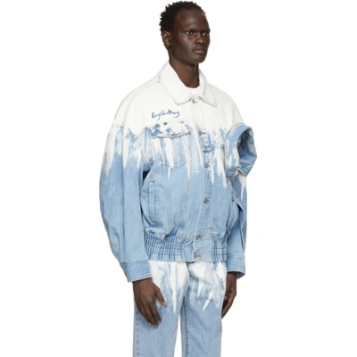 Shop Feng Chen Wang Blue Levi's Edition Denim Acid Wash Jacket In Denim Blue