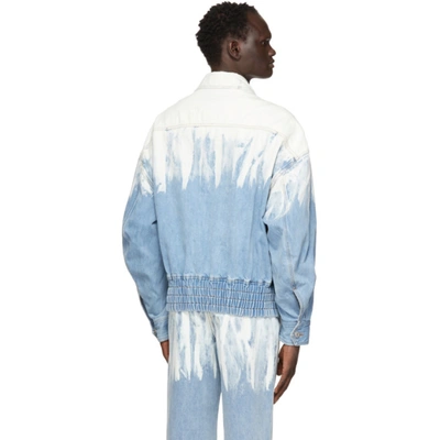 Shop Feng Chen Wang Blue Levi's Edition Denim Acid Wash Jacket In Denim Blue