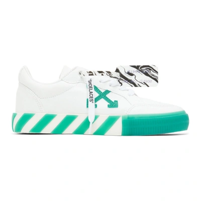 Shop Off-white White & Green Vulcanized Low Sneakers In White Green