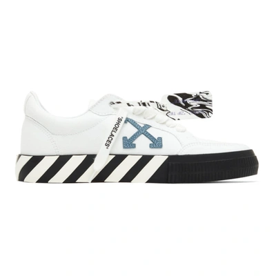 Shop Off-white White Low Vulcanized Sneakers In White Light Blue