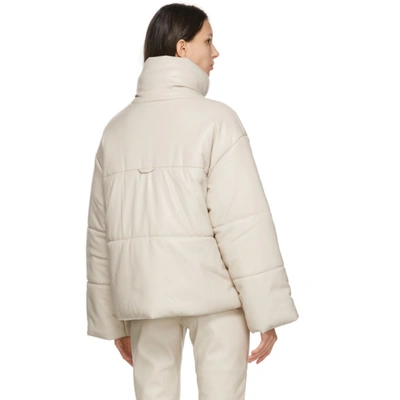 Shop Nanushka Off-white Vegan Leather Hide Puffer Jacket In Creme