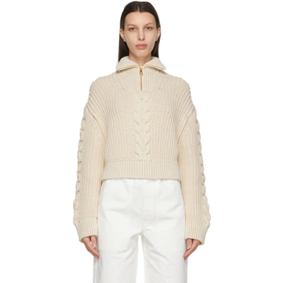 Shop Nanushka Off-white Eria Zip-up Sweater In Creme