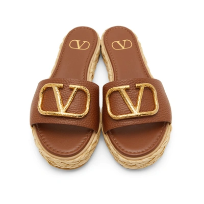 VALENTINO 棕色 VALENTINO GARAVANI 系列 VLOGO 草编鞋