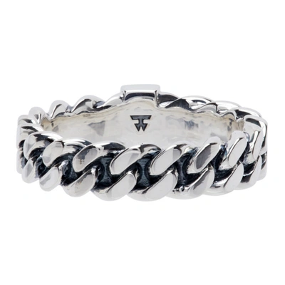Shop Tom Wood Silver Spinel Slim Chain Ring
