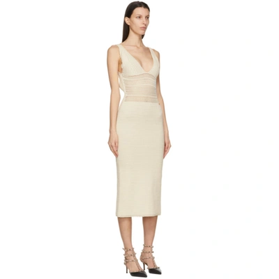 Shop Valentino Beige Crochet Tank Top Dress In A03 Ivory