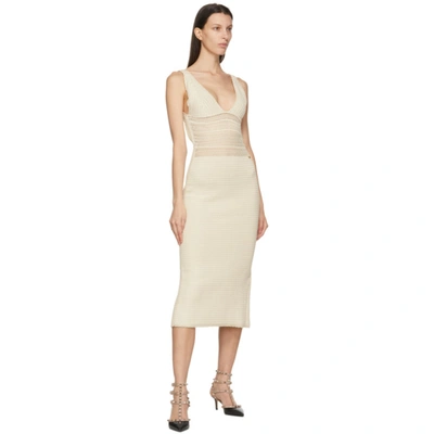Shop Valentino Beige Crochet Tank Top Dress In A03 Ivory
