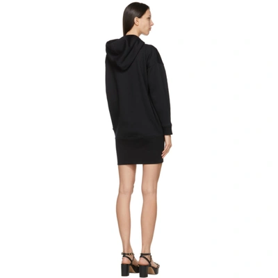 Shop Valentino Black 'vltn' Hoodie Dress In 0ni Black/white