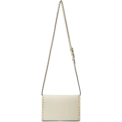 Shop Valentino Off-white  Garavani Small Rockstud Flap Bag In I16 Light Ivory