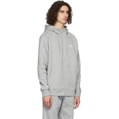 Shop Nike Grey & Silver Sportswear Club Full-zip Hoodie In Dgry/sil/wt