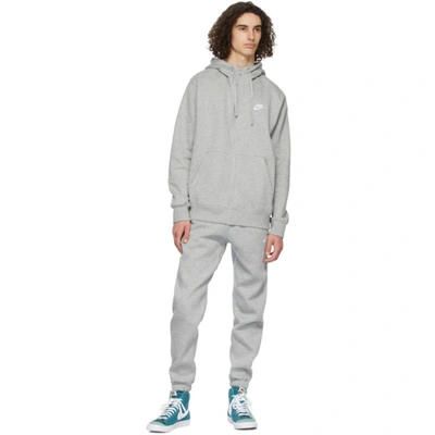 Shop Nike Grey & Silver Sportswear Club Full-zip Hoodie In Dgry/sil/wt