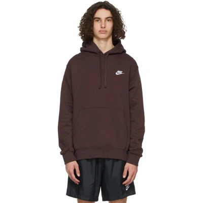 Shop Nike Burgundy Sportswear Club Hoodie In Mahogany