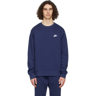 Shop Nike Navy Sportswear Club Sweatshirt In Midnig Navy