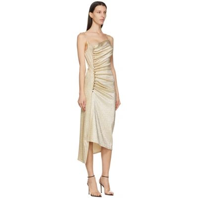 Shop Rabanne Gold Side-button Midi Dress In M042 Slvgol