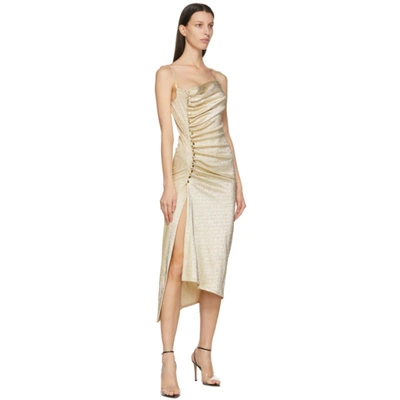 Shop Rabanne Gold Side-button Midi Dress In M042 Slvgol