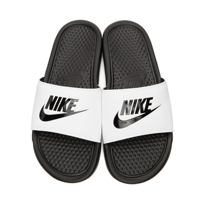 Shop Nike White And Black Benassi Jdi Sandals In 100 White/b