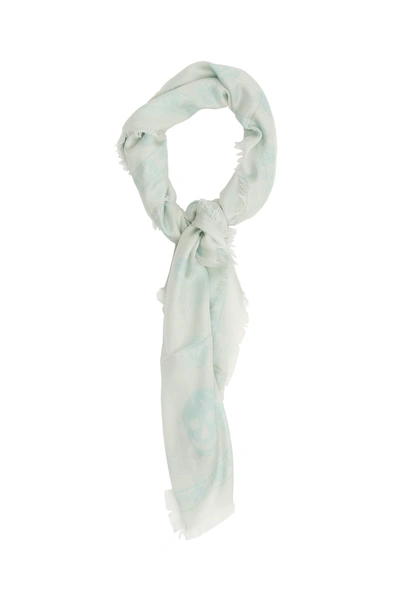 Shop Alexander Mcqueen Skull Scarf In Sky Blue (light Blue)