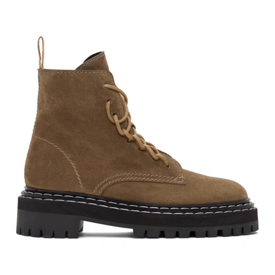 Proenza Schouler Taupe Lug Sole Combat Boots In Miele | ModeSens