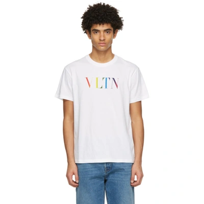 Shop Valentino White 'vltn' T-shirt In 24d Bianco/