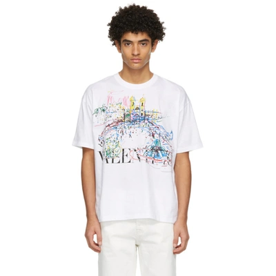 Shop Valentino White Roman Sketches T-shirt In A1c Bianco/