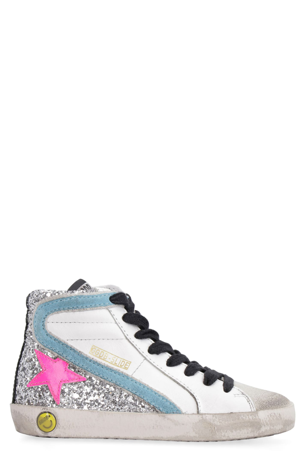 Golden Goose Girls' Slide Glitter Embellished Hightop Sneakers