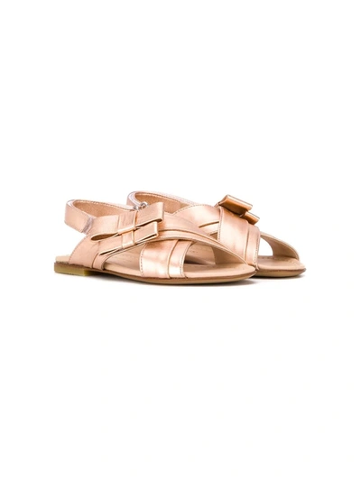 Shop Montelpare Tradition Crossover Straps Sandals In Oro Rosa