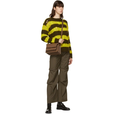 Shop Andersson Bell Brown & Green Destroyed Cable Sweater In Khaki/lime