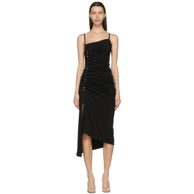 Shop Paco Rabanne Black Side-button Midi Dress In 001 Black