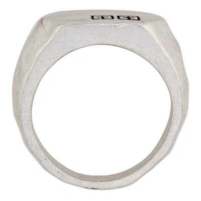 Shop Ksubi Silver Dripps Box Cross Signet Ring