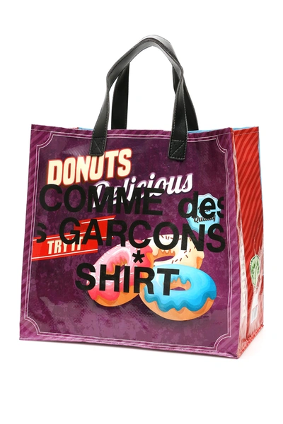 Shop Comme Des Garçons Shirt Pop Logo Shopping Bag In Print B (purple)