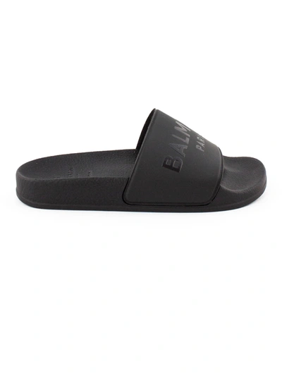 Shop Balmain Black Sandals In Nero
